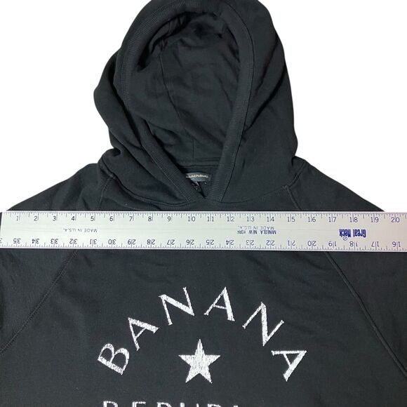Banana Republic Mens XL Black Pullover Hoodie Sweatshirt Preppy Casual Star - Picture 8 of 11